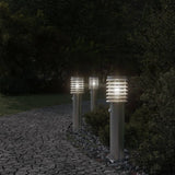 Vidaxx lampadaires d'extérieur 3 pcs avec capteurs 60 cm acier inoxydable argent