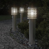 Vidaxx lampadaires d'extérieur 3 pcs avec capteurs 60 cm acier inoxydable argent