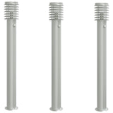 Vidaxx lampadaires d'extérieur 3 pcs avec capteurs 110 cm acier inoxydable argent