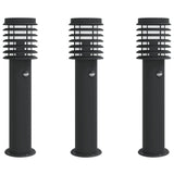 Vidaxx lampadaires d'extérieur 3 pcs avec capteurs acier inoxydable noir