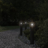 Vidaxx lampadaires d'extérieur 3 pcs avec capteurs acier inoxydable noir
