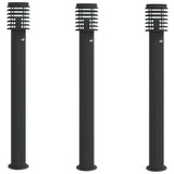 Vidaxx lampadaires d'extérieur 3 pcs avec capteurs 110 cm acier inoxydable noir