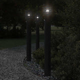 Vidaxx lampadaires d'extérieur 3 pcs avec capteurs 110 cm acier inoxydable noir