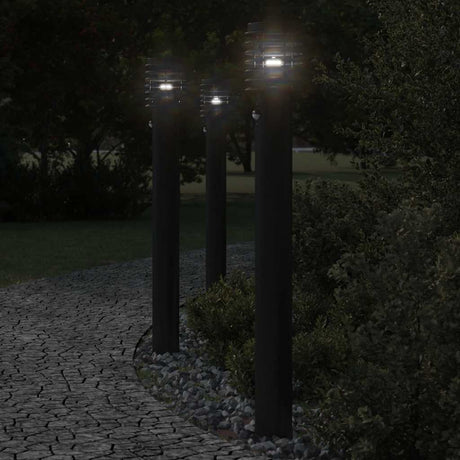 Vidaxx lampadaires d'extérieur 3 pcs avec capteurs 110 cm acier inoxydable noir