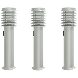 Vidaxx lampadaires d'extérieur 3 pcs douille 60 cm acier inoxydable argent