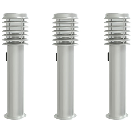 Vidaxx lampadaires d'extérieur 3 pcs douille 60 cm acier inoxydable argent