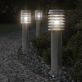 Vidaxx lampadaires d'extérieur 3 pcs douille 60 cm acier inoxydable argent