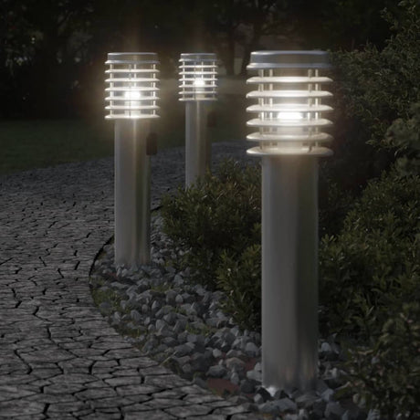 Vidaxx lampadaires d'extérieur 3 pcs douille 60 cm acier inoxydable argent