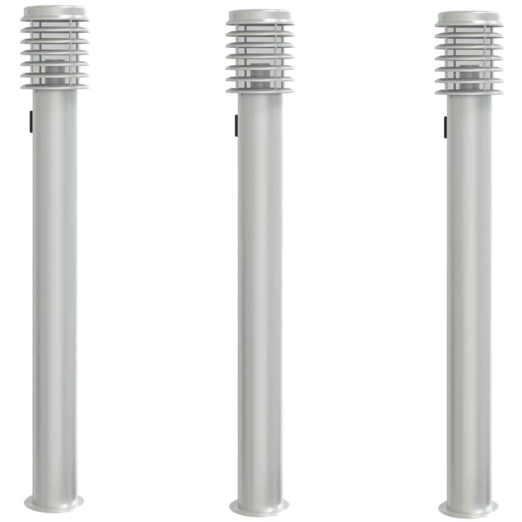 Vidaxx lampadaires d'extérieur 3 pcs douille 110 cm acier inoxydable argent