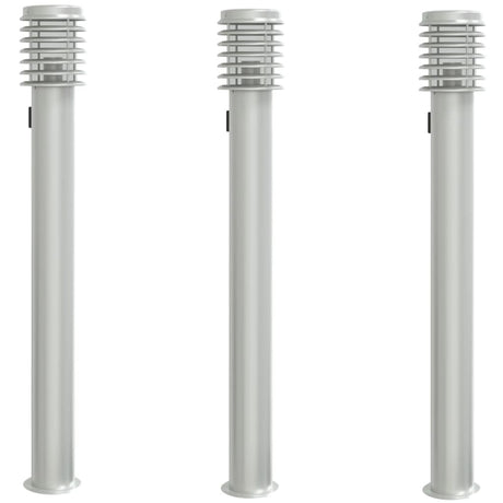 Vidaxx lampadaires d'extérieur 3 pcs douille 110 cm acier inoxydable argent