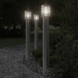 Vidaxx lampadaires d'extérieur 3 pcs douille 110 cm acier inoxydable argent