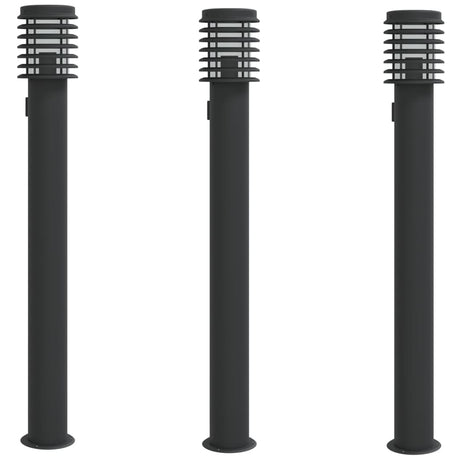 Vidaxx lampadaires d'extérieur 3 pcs douille 110 cm acier inoxydable noir