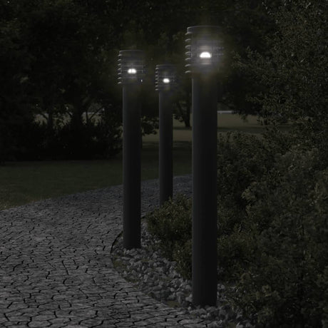 Vidaxx lampadaires d'extérieur 3 pcs douille 110 cm acier inoxydable noir