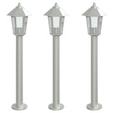 Vidaxx lampadaire d'extérieur 3 pcs 80 cm acier inoxydable couleur argent