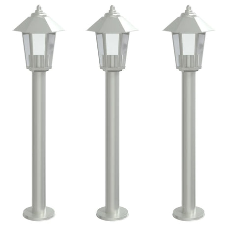 Vidaxx lampadaire d'extérieur 3 pcs 80 cm acier inoxydable couleur argent