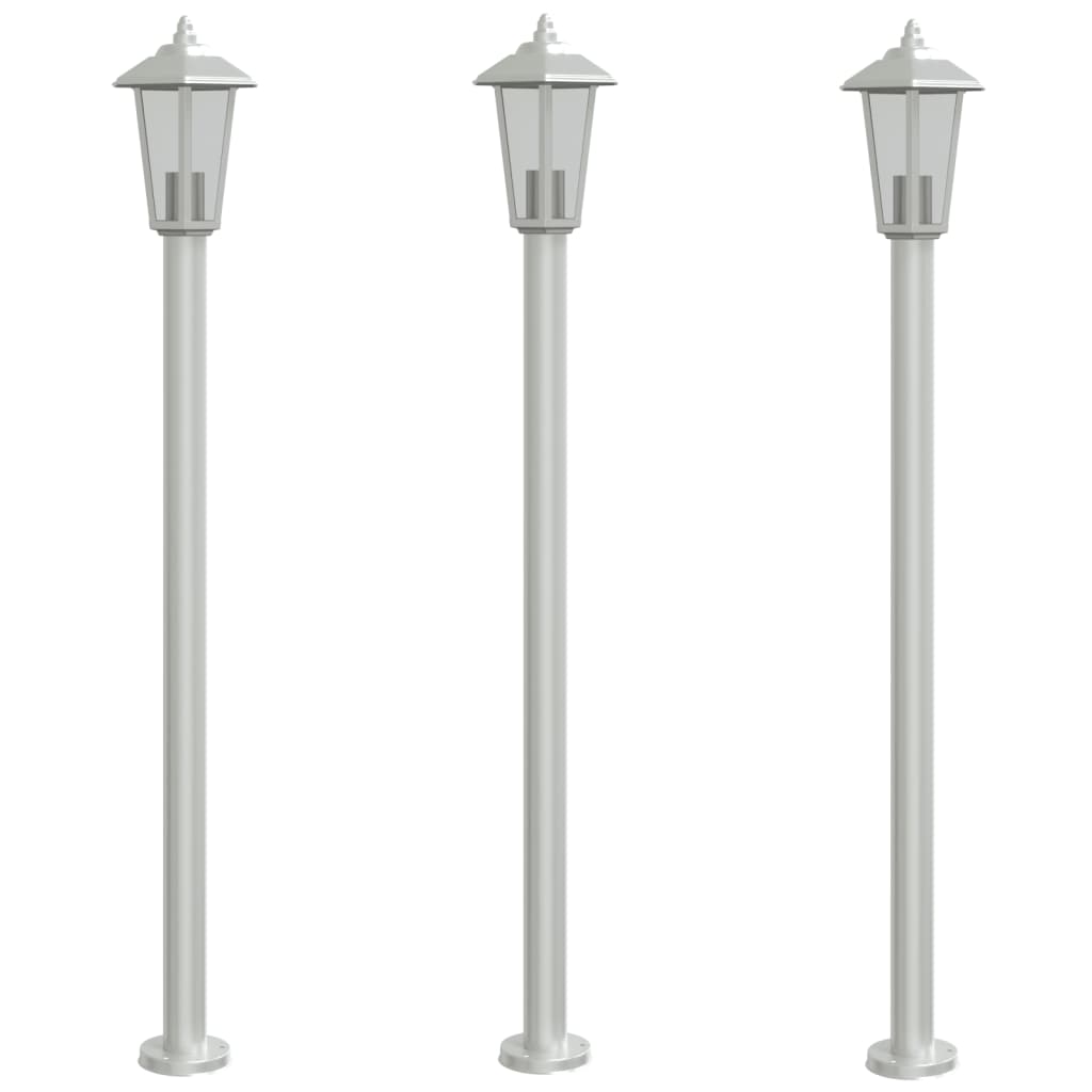 Vidaxx lampadaire d'extérieur 3 pcs 120 cm acier inoxydable couleur argent