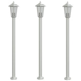 Vidaxx lampadaire d'extérieur 3 pcs 120 cm acier inoxydable couleur argent