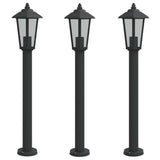 Vidaxx lampadaire d'extérieur 3 pcs 80 cm acier inoxydable noir