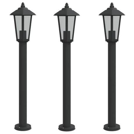 Vidaxx lampadaire d'extérieur 3 pcs 80 cm acier inoxydable noir