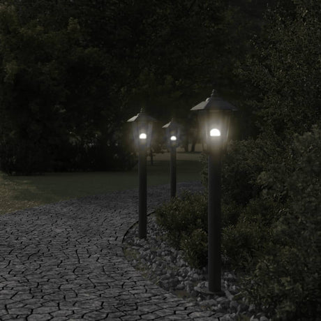 Vidaxx lampadaire d'extérieur 3 pcs 80 cm acier inoxydable noir