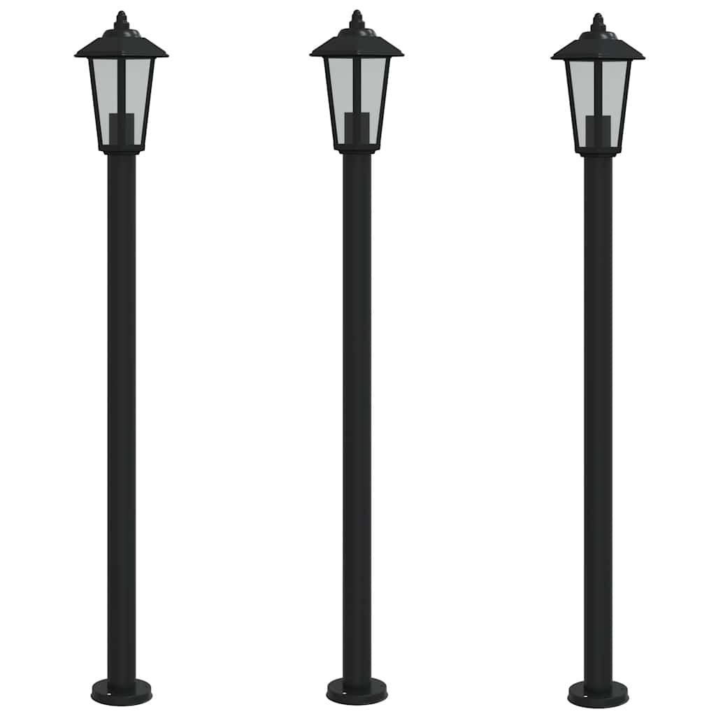 Vidaxx lampadaire d'extérieur 3 pcs 120 cm acier inoxydable noir