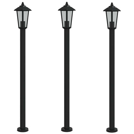Vidaxx lampadaire d'extérieur 3 pcs 120 cm acier inoxydable noir