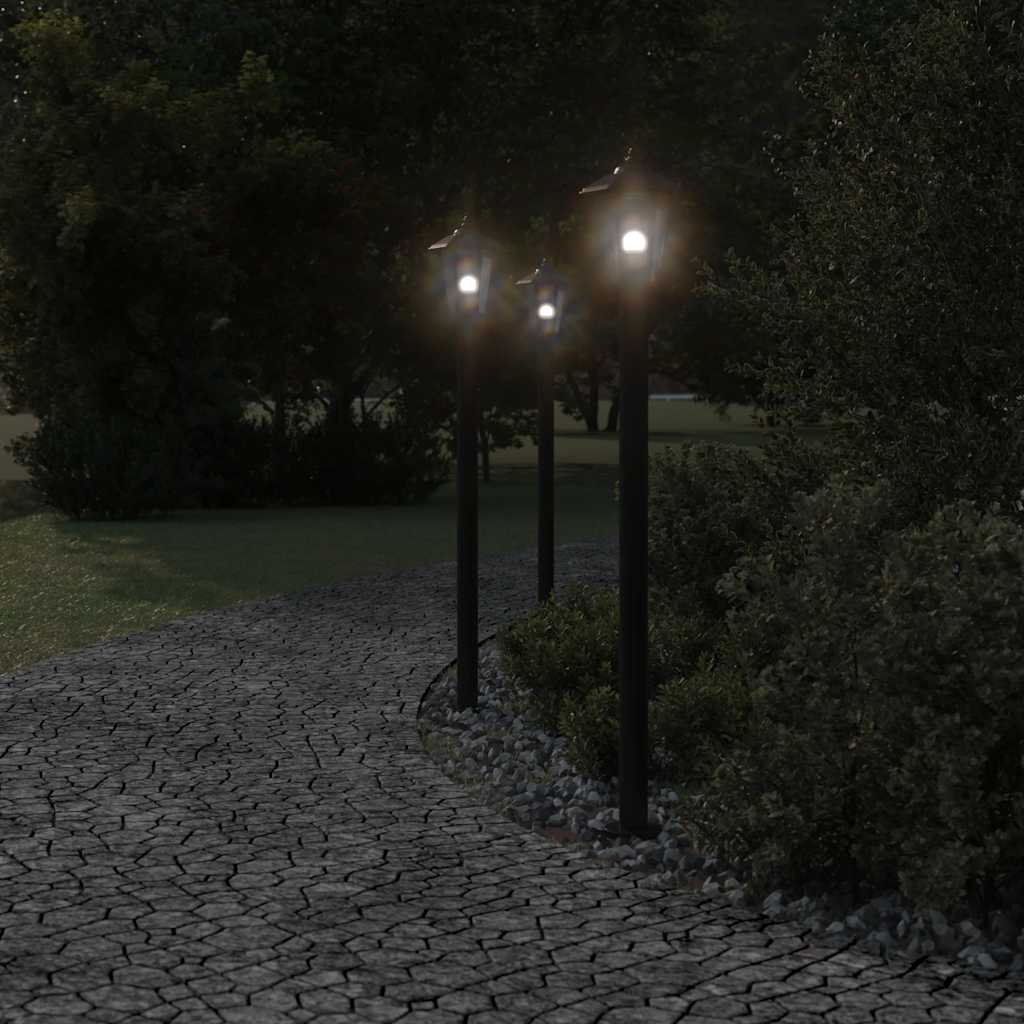 Vidaxx lampadaire d'extérieur 3 pcs 120 cm acier inoxydable noir