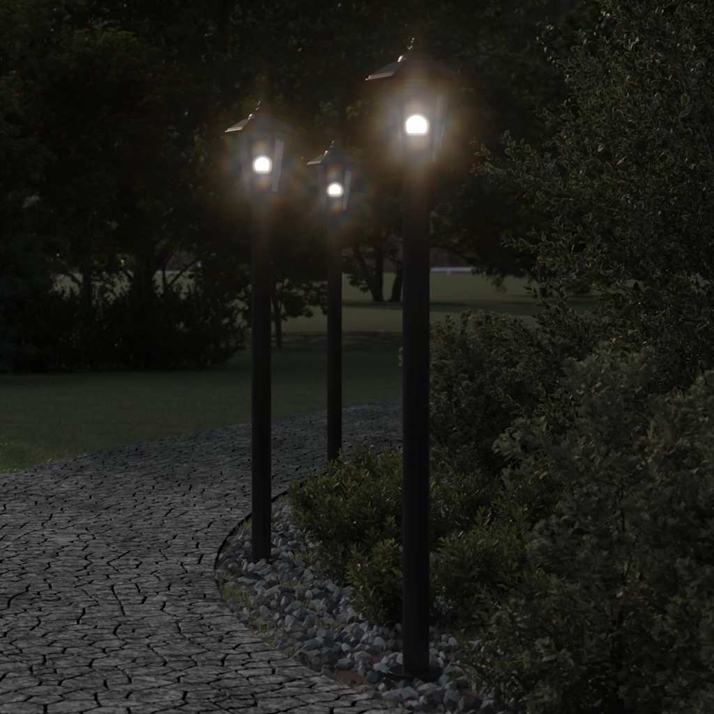 Vidaxx lampadaire d'extérieur 3 pcs 120 cm acier inoxydable noir