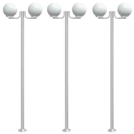 Vidaxx lampadaires d'extérieur 3 pcs 215 cm acier inoxydable couleur argent