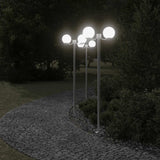 Vidaxx lampadaires d'extérieur 3 pcs 215 cm acier inoxydable couleur argent