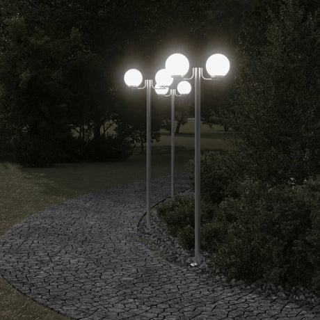 Vidaxx lampadaires d'extérieur 3 pcs 215 cm acier inoxydable couleur argent