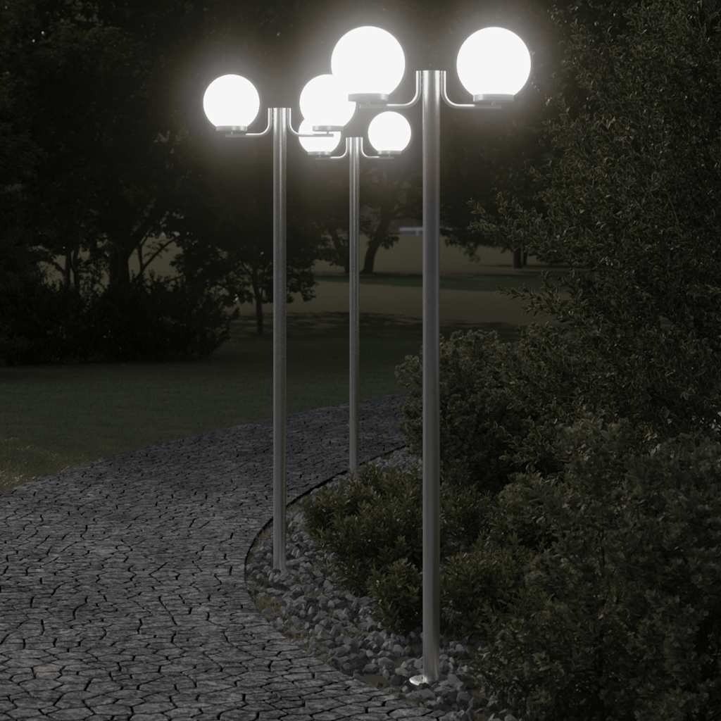 Vidaxx lampadaires d'extérieur 3 pcs 215 cm acier inoxydable couleur argent