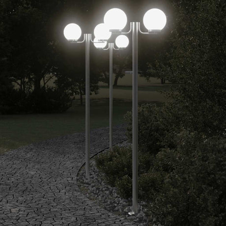 Vidaxx lampadaires d'extérieur 3 pcs 215 cm acier inoxydable couleur argent
