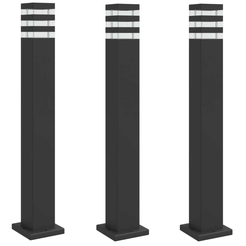 Vidaxx lampadaires d'extérieur 3 pcs 80 cm aluminium noir