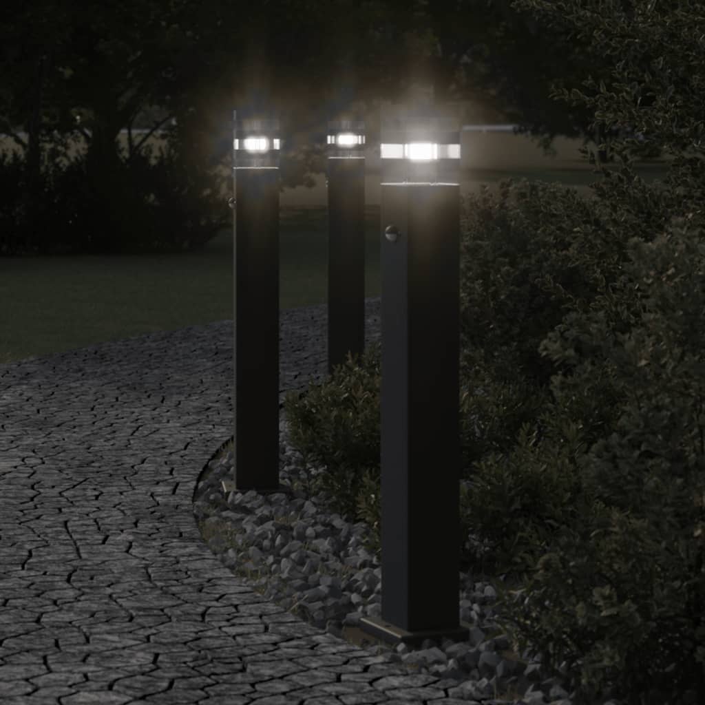 VidaXL lampadaire d'extérieur avec capteur 80 cm aluminium noir