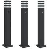 VidaXL lampadaires d'extérieur 3 pcs avec capteur 80 cm aluminium noir
