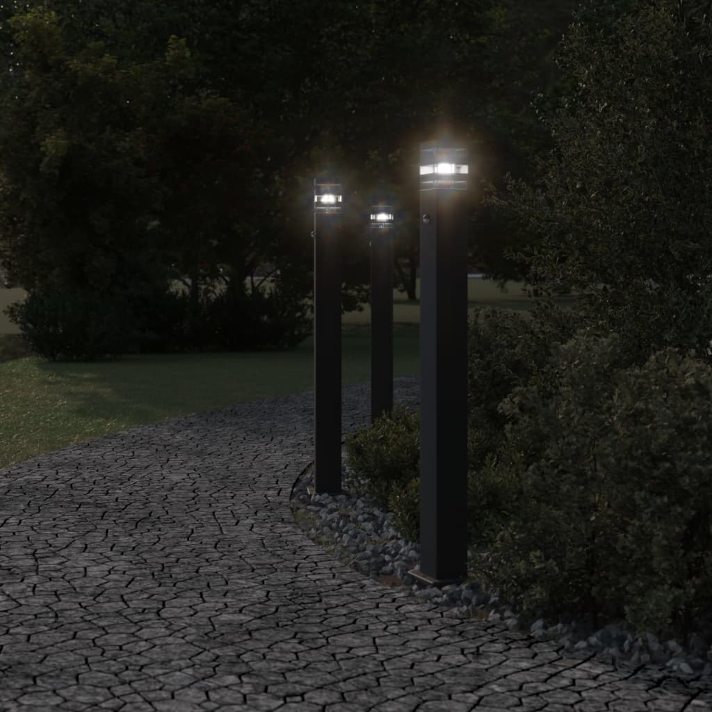 VidaXL lampadaire d'extérieur avec capteur 110 cm aluminium noir