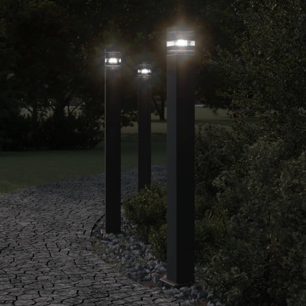VidaXL lampadaire d'extérieur avec capteur 110 cm aluminium noir