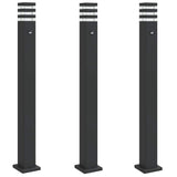 Vidaxx lampadaires d'extérieur 3 pcs avec capteur 110 cm aluminium noir