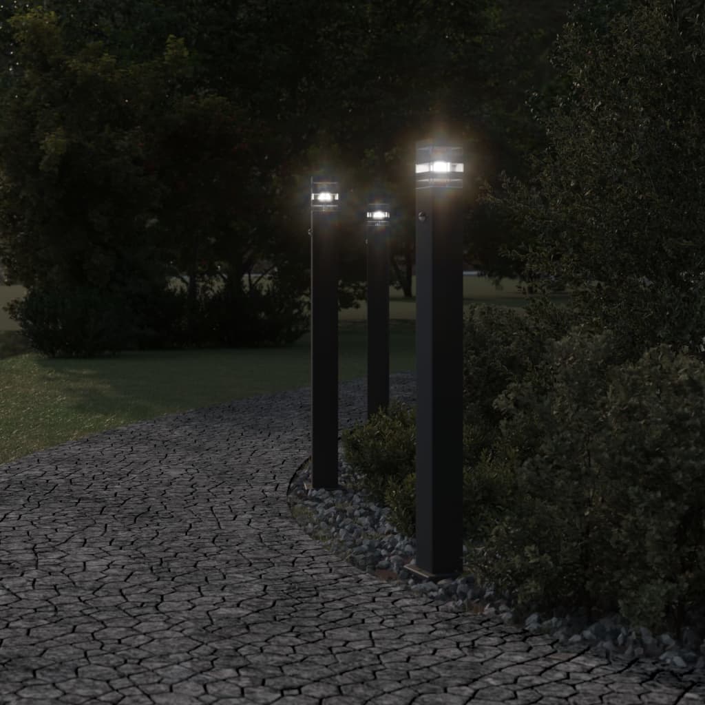 Vidaxl vloerlampen voor buiten 3 st met sensor 110 cm aluminium zwart