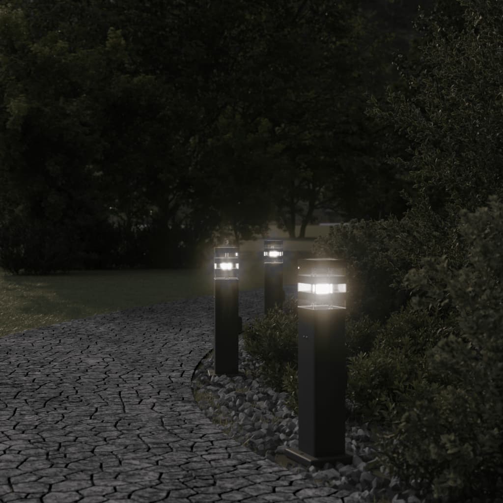Vidaxx lampadaires d'extérieur 3 pcs avec douille 50 cm aluminium noir