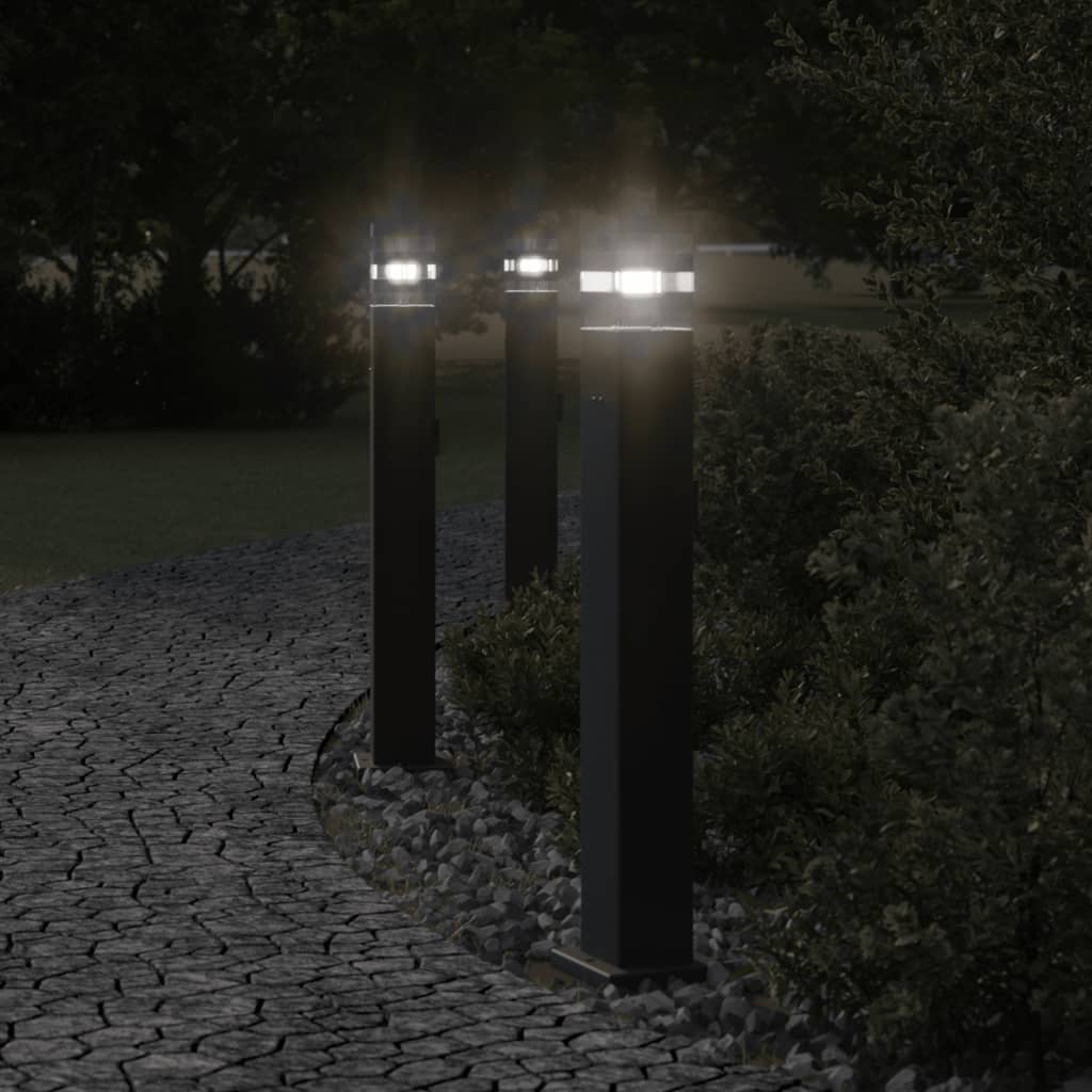 Vidaxx lampadaires d'extérieur 3 pcs avec douille 80 cm aluminium noir