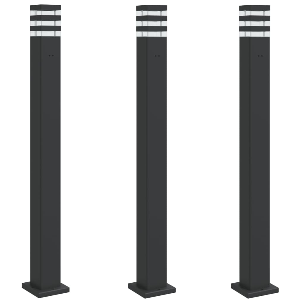 Vidaxx lampadaires d'extérieur 3 pcs avec douille 110 cm aluminium noir