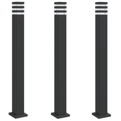 Vidaxx lampadaires d'extérieur 3 pcs avec douille 110 cm aluminium noir