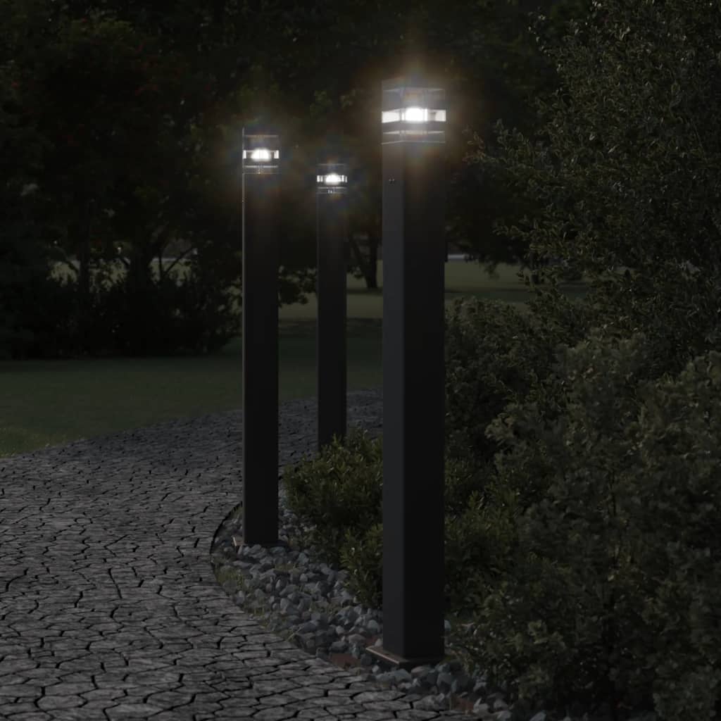 Vidaxx lampadaires d'extérieur 3 pcs avec douille 110 cm aluminium noir