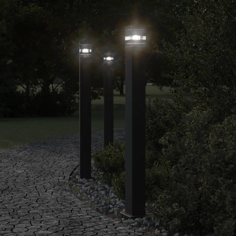 Vidaxx lampadaires d'extérieur 3 pcs avec douille 110 cm aluminium noir