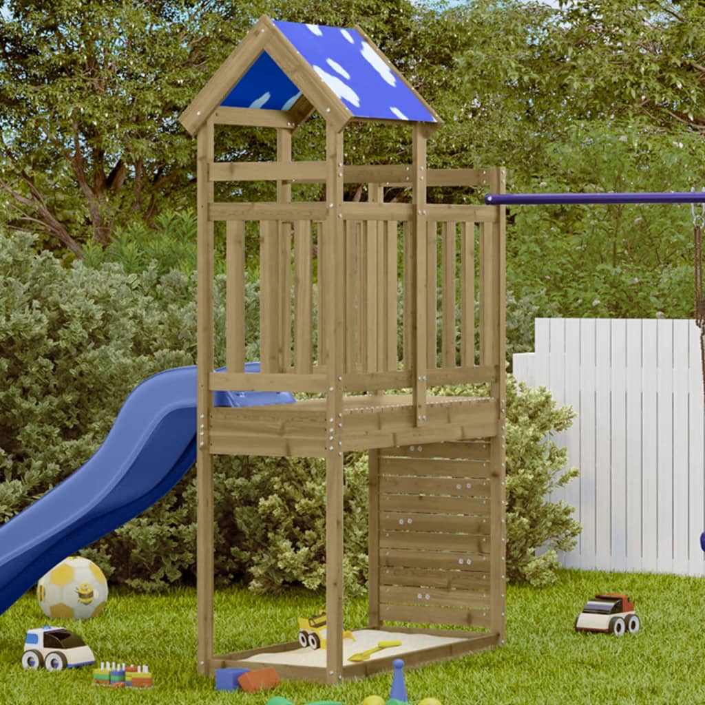 Vidaxl Play Tower med Rock Wall 110.5x52.5x215 cm Impregnerat trä