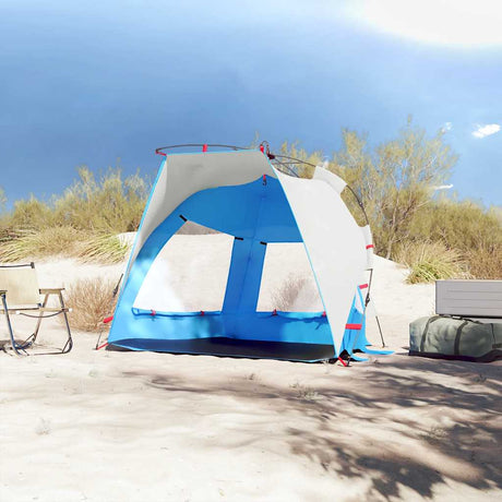 VidaXL tente de plage 2 personnes étanche à dégagement rapide bleu azur