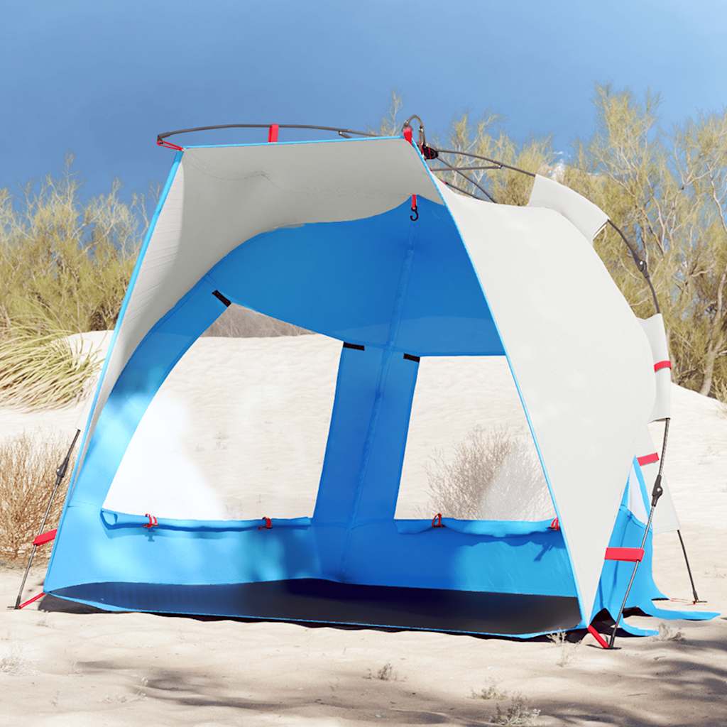 VidaXL tente de plage 2 personnes étanche à dégagement rapide bleu azur