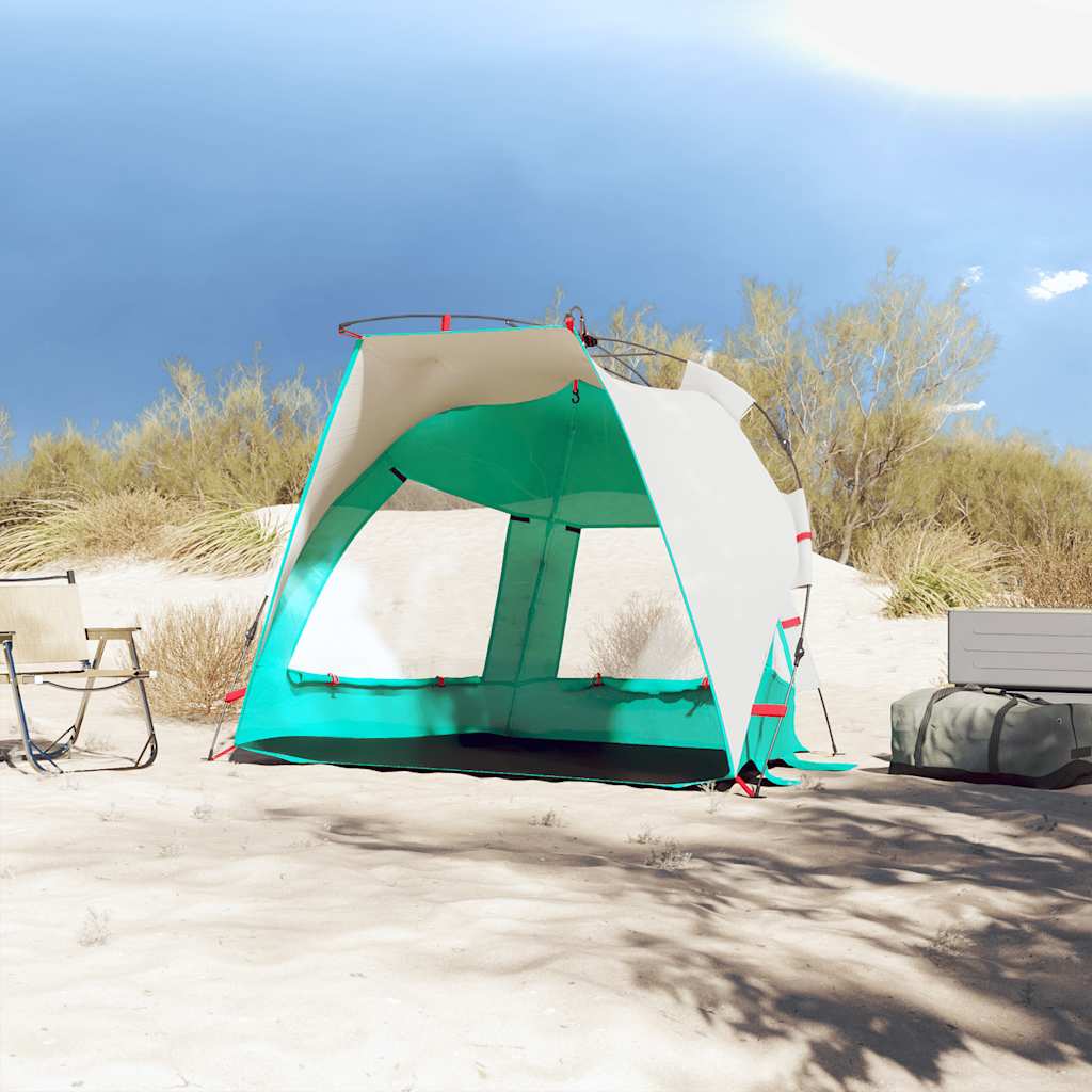 VidaXL tente de plage 2 personnes étanche à dégagement rapide vert d'eau
